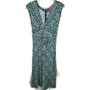 Plenty by Tracy Reese Animal Print Green Blue Midi Dress Size Small